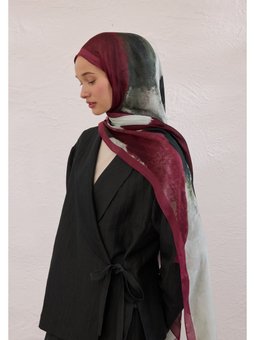 Color Waves Desen Rami Bordo Şal