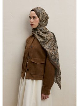Dark Bohemıan Desen Haki Şal