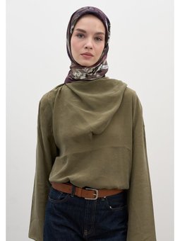 Dıtsy Leaves Desen Pamuklu Viskon Mürdüm Eşarp