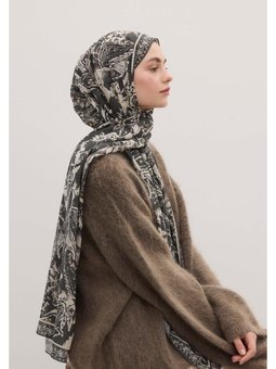 Floral Paısley Desen Duman Şal