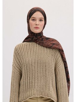 Freda Desen Şal Kızıl Kahve