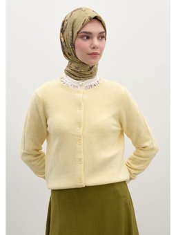 Garden Joy Desen Pamuklu Viskon Haki Eşarp