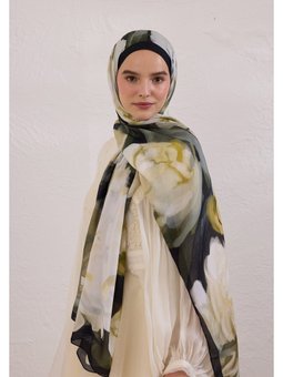 Gardenıa Desen Rami Siyah Şal