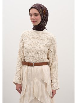 Gısele Desen Pamuklu Viskon Bordo Eşarp