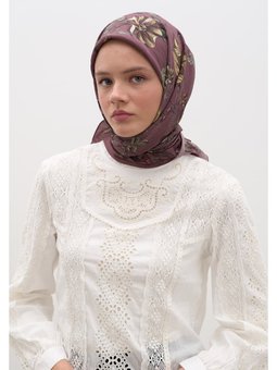 Gısele Desen Pamuklu Viskon Eşarp Gülkurusu