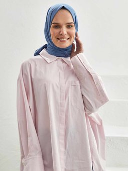 İnce Pamuk Vual Gök Mavi Şal