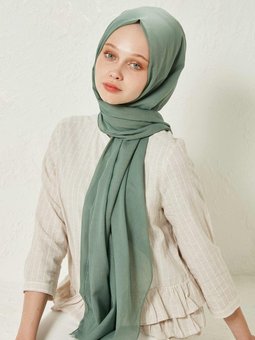 İnce Pamuk Vual Mint Şal