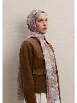 Meva Desen İpek Krep Vizon Şal