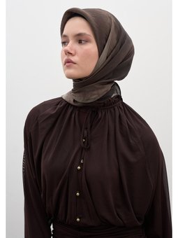 Ombre Desen Pamuklu Viskon Eşarp Kahve