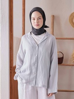 Pamuk İpek Antrasit Eşarp