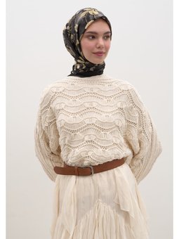 Reverıe Desen Pamuklu Viskon Siyah Eşarp