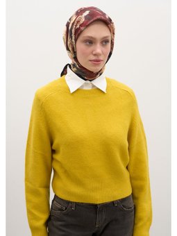 Rose Breeze Desen Pamuklu Viskon Siyah Eşarp