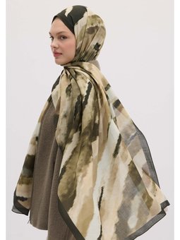 Tıe Dye Desen Haki Şal