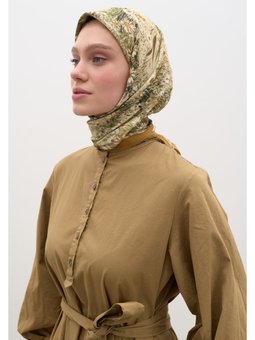 Tıny Daısy Desen Pamuklu Viskon Eşarp Toprak