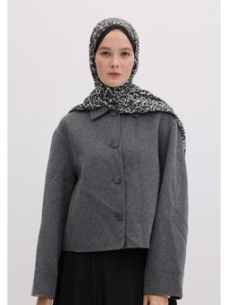 Tıny Leopar Desen Siyah Şal