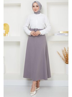 Kemerli Mevlana Gri Etek