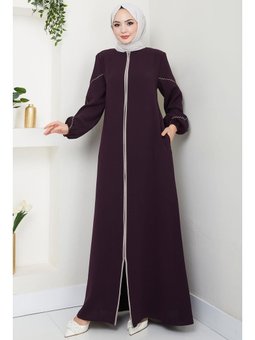 Kolları Nakışlı Mürdüm Ferace