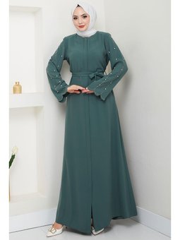 Kolu Taşlı Gizli Patlı Yeşil Ferace