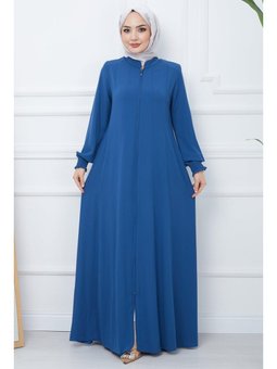 Parçalı Battal Beden Mevlana İndigo Ferace