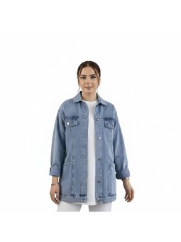 Cep Detaylı Denim Mavi Kot Ceket