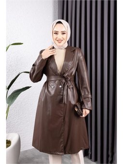 Deri Cepli Kuşaklı Trençkot