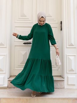 Kat Kat Ribanalı Yeşil  elbise