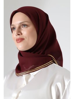 Biyeli Bürümcük Düz Şifon Bordo Eşarp