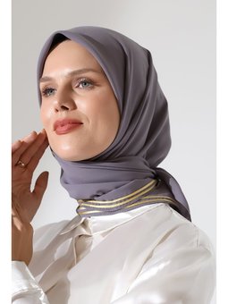 Biyeli Bürümcük Düz Şifon Gri Eşarp