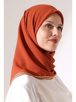 Biyeli Bürümcük Düz Şifon Kiremit Eşarp