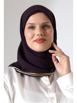 Biyeli Bürümcük Düz Şifon Mürdüm Eşarp