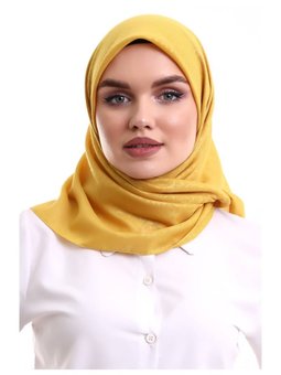 Sarı Kofra Desenli Baş Örtü