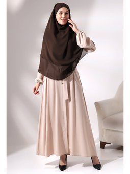 Üç Katlı Peçeli Kısa Şifon Sufle Kahverengi Eşarp