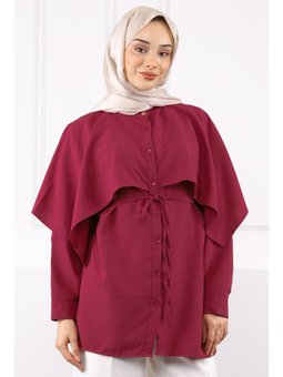 Bordo Pelerin Detaylı Hakim Yaka Gömlek