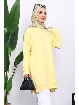 Sarı Bisiklet Yaka Modal Tunik