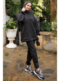 Siyah Armalı Tunik Pantolonlu Takım