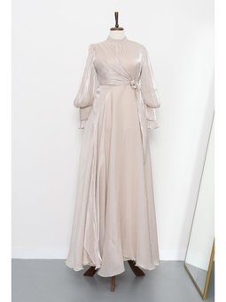 Taş Yandan Bağlamalı Abiye Elbise