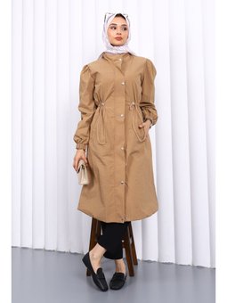 Vizon Çıtçıtlı Bel Lastikli Trençkot