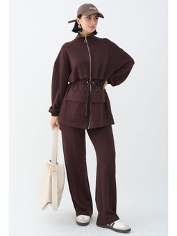 Çift Cep Biyeli Kahverengi Takım