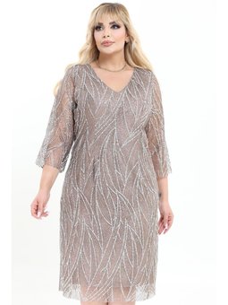 Büyük Beden Kısa Vizon Abiye Elbise