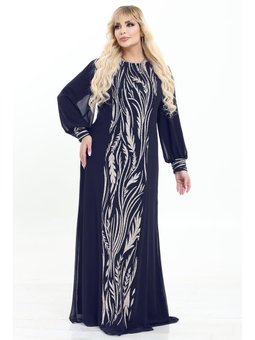 Büyük Beden Uzun Lacivert Abiye Elbise