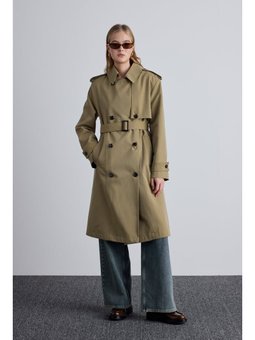Anıka Kruvaze Kemerli Haki Trençkot