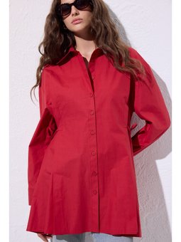 Bağlama Detaylı Kırmızı Gömlek