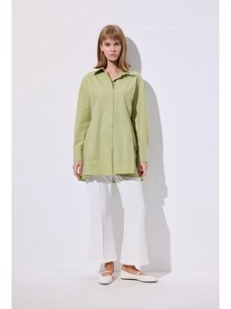 Bağlama Detaylı Yeşil Gömlek