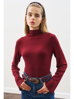 Balıkçı Yaka Bordo Bluz