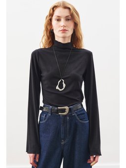 Balıkçı Yaka Siyah Bluz