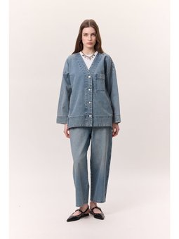 Bel Ayarlamalı Rahat Denım Mavi Pantolon