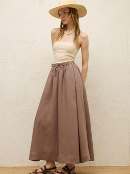 Bol Kesim Keten Gül Kurusu Etek