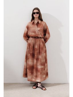 Desenli Pamuklu Hafif Kiremit Etek