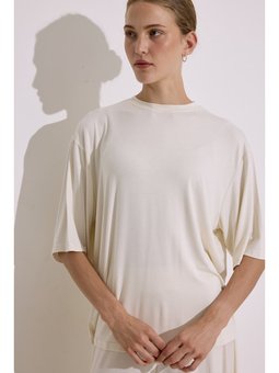 Dökümlü Kısa Kollu Bluz İnci