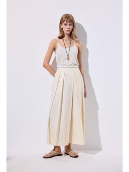 Geniş Pileli Vanilya Pantolon